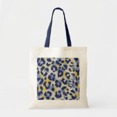 Grafisch kleurig blauw gele cheetah printmonogram tote bag (Voorkant)