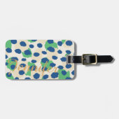 Grafisch kleurig groen blauw cheetah printmonogram bagagelabel (Voorkant horizontaal)