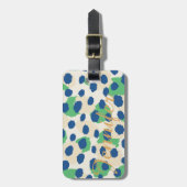 Grafisch kleurig groen blauw cheetah printmonogram bagagelabel (Voorkant verticaal)
