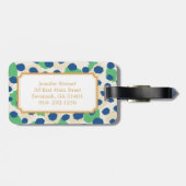 Grafisch kleurig groen blauw cheetah printmonogram bagagelabel (Achterkant horizontaal)