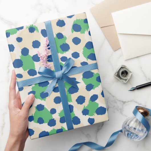 Grafisch kleurig groen blauw cheetah printmonogram cadeaupapier (Geschenken)