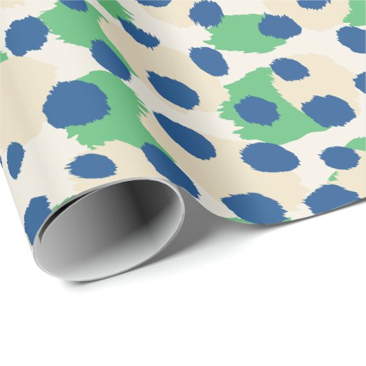 Grafisch kleurig groen blauw cheetah printmonogram cadeaupapier (Rol Hoek)