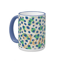 Grafisch kleurig groen blauw cheetah printmonogram