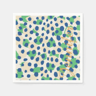Grafisch kleurig groen blauw cheetah printmonogram servet