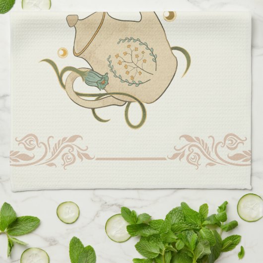 Grafisch Kunstwerk, Beige Theetijd Theedoek (Gevouwen)