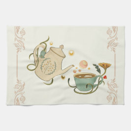 Grafisch Kunstwerk, Beige Theetijd Theedoek