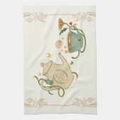 Grafisch Kunstwerk, Beige Theetijd Theedoek (Verticaal)