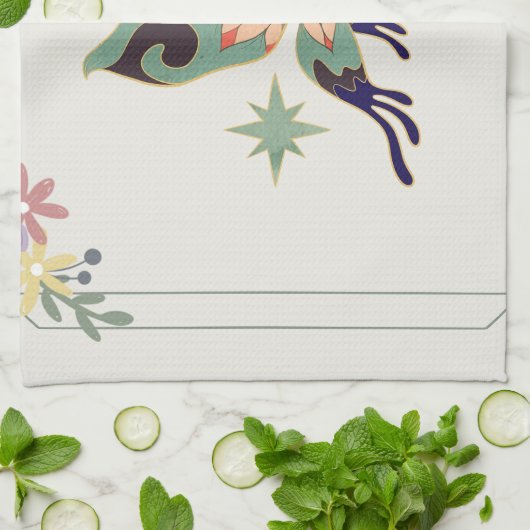 Grafisch Kunstwerk, Groene Sprookjesvlinder Theedoek (Gevouwen)