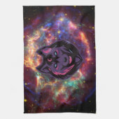 Grafisch kunstwerk, Paarse kosmische wolf Theedoek (Verticaal)