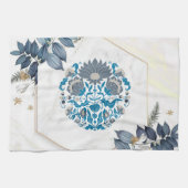 Grafisch Kunstwerk, Teal Mandala Bloem Frame Theedoek (Horizontaal)