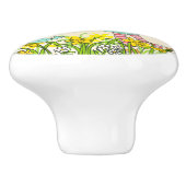 Grafisch lentemeisje met vogelknop keramische knop (Zijkant)