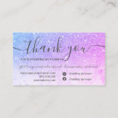 Grafisch marmer blauw paars glitter order bedankt visitekaartje (Voorkant)