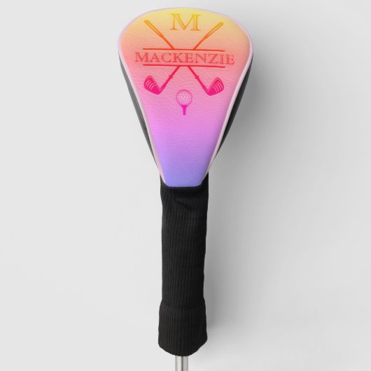 Grafisch meer kleuren verloop, Glad leer Golfheadcover (Voorkant)