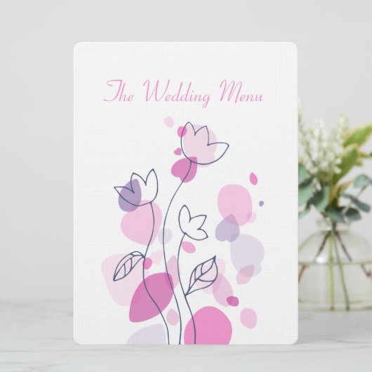 Grafisch modern bloemblad: huwelijksmenu menu (Staand voorkant)
