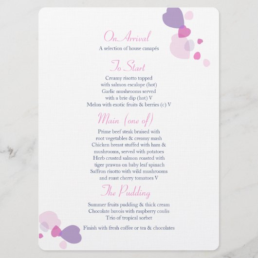 Grafisch modern bloemblad: huwelijksmenu menu (Achterkant)