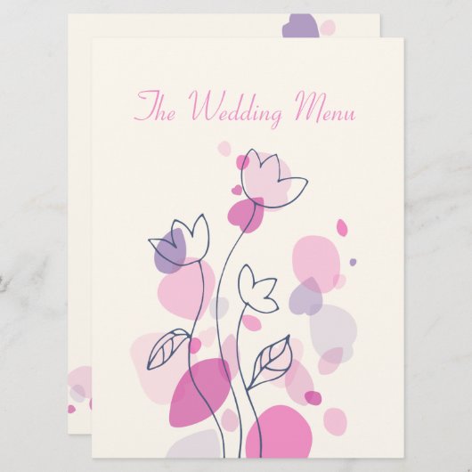 Grafisch modern bloemblad: huwelijksmenu menu (Voorkant / Achterkant)