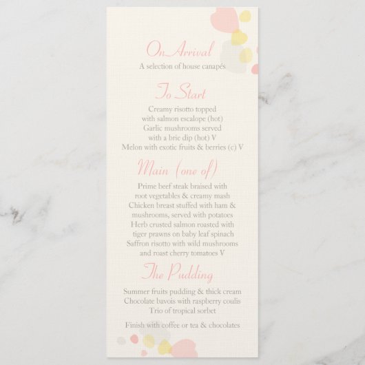 Grafisch modern bloemblad: huwelijksmenu menu (Achterkant)