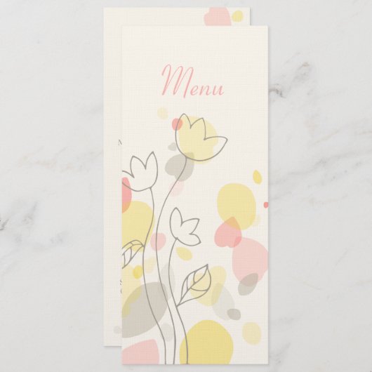 Grafisch modern bloemblad: huwelijksmenu menu (Voorkant / Achterkant)