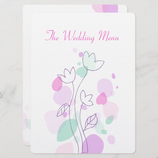 Grafisch modern bloemblad: huwelijksmenu menu (Voorkant / Achterkant)