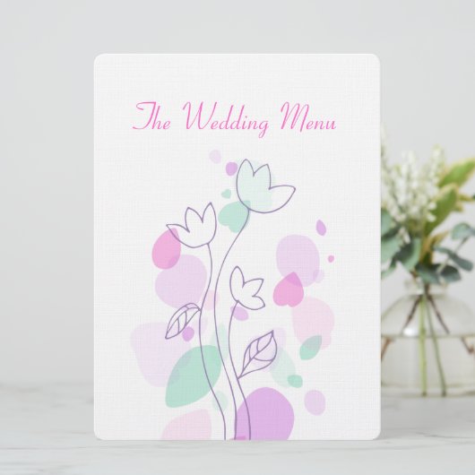 Grafisch modern bloemblad: huwelijksmenu menu (Staand voorkant)