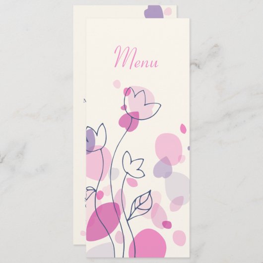 Grafisch modern bloemblad: huwelijksmenu menu (Voorkant / Achterkant)