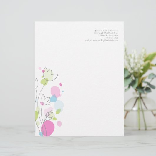 Grafisch modern bloemblad met briefhoofd (Staand voorkant)