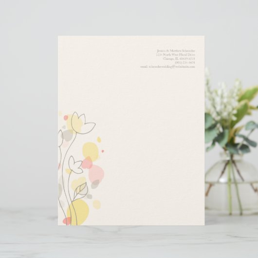 Grafisch modern bloemblad met briefhoofd ontwerp (Staand voorkant)