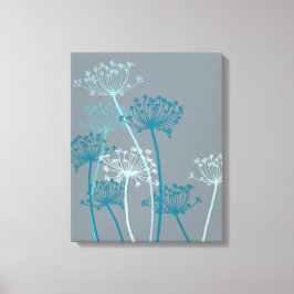 Grafisch modern bloemblauw grijs canvas afdrukken
