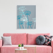 Grafisch modern bloemblauw grijs canvas afdrukken (Insitu (Woonkamer))