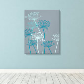 Grafisch modern bloemblauw grijs canvas afdrukken (Insitu (Houten vloer))