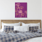 Grafisch modern bloemenaambeeld paars doek canvas afdruk (Insitu (Slaapkamer))