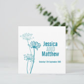Grafisch modern bloemplein blauwgroen huwelijk uit kaart (Staand voorkant)