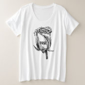 Grafisch modern design, groot roos zwarte vrouwen grote maat t-shirt (Design voorkant)