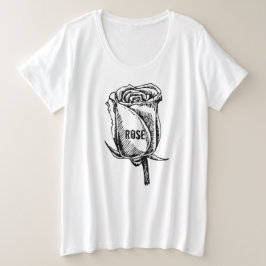 Grafisch modern design, groot roos zwarte vrouwen grote maat t-shirt