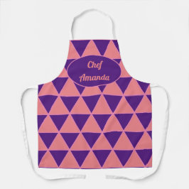 Grafisch modern driehoekspatroon met naam schort