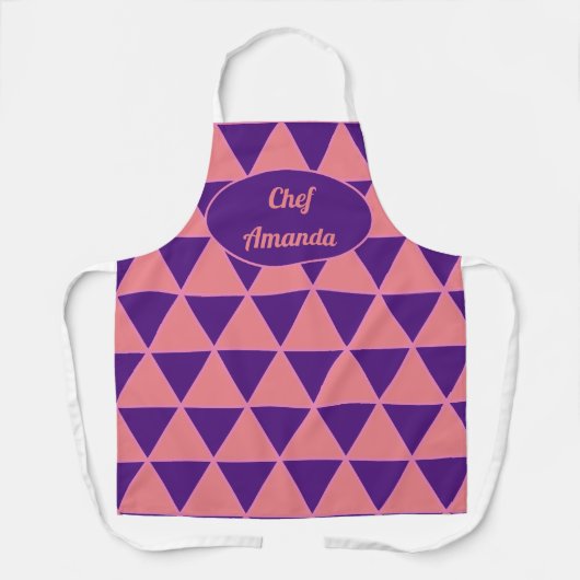 Grafisch modern driehoekspatroon met naam schort (Voorkant)