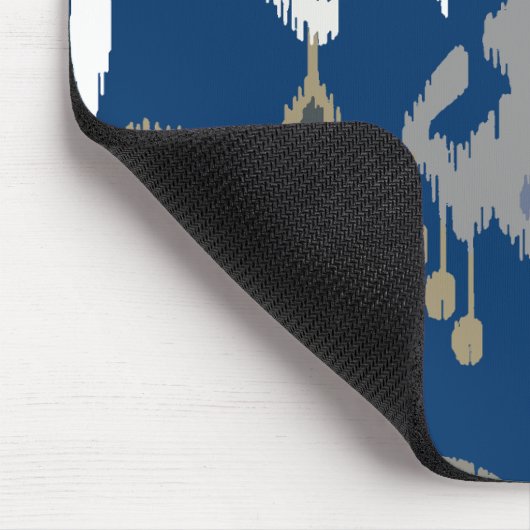 Grafisch modern grijs blauw ikattribaal muismat (Hoek)