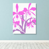 Grafisch modern paars orchidee canvas (Insitu (Houten vloer))