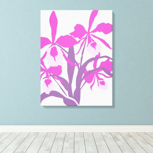 Grafisch modern paars orchidee canvas (Insitu (Houten vloer))