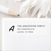 Grafisch monogram + Aangepast familienaam Retourad Etiket (Insitu)