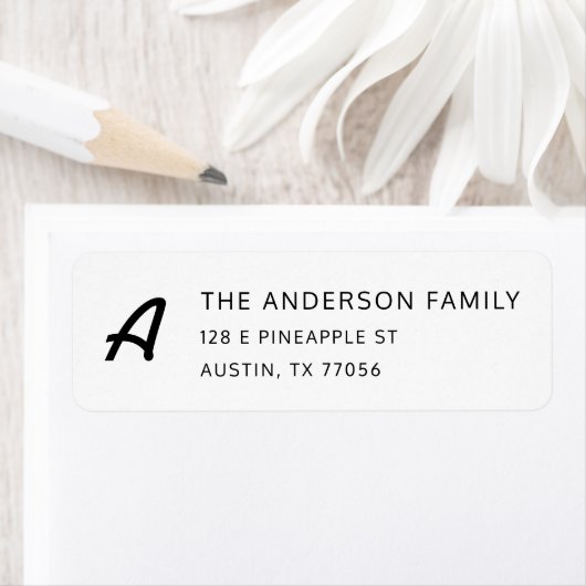 Grafisch monogram + Aangepast familienaam Retourad Etiket (Insitu)