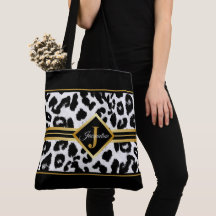 Grafisch monogram op Animal Print Black en Faux Go