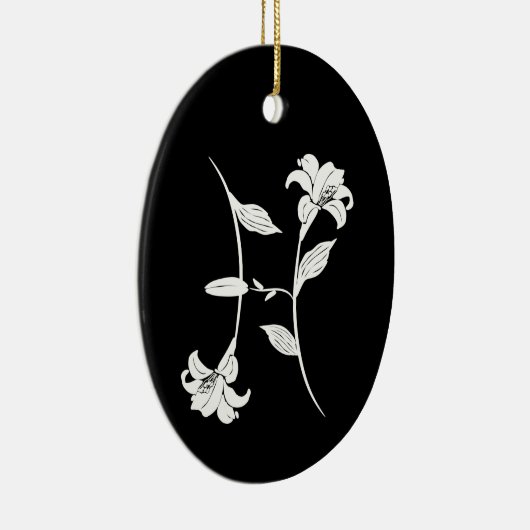 Grafisch monogram Pisces geboortenbloem zodiaal te Keramisch Ornament (Rechts)