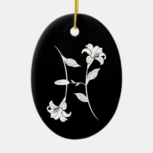 Grafisch monogram Pisces geboortenbloem zodiaal te Keramisch Ornament (Voorkant)