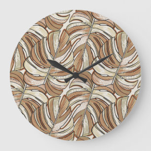 Grafisch Monstera laat tropisch design achter Grote Klok