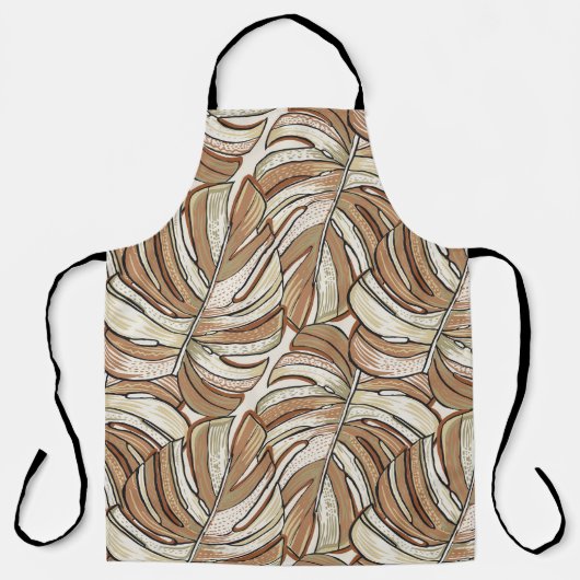 Grafisch Monstera laat tropisch design achter Schort (Voorkant)