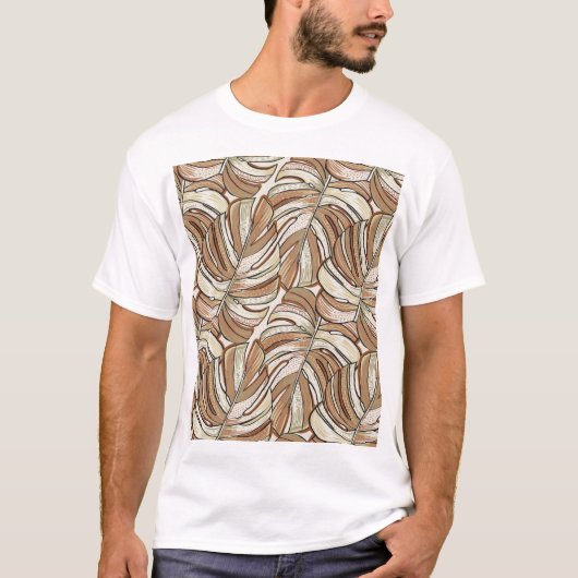 Grafisch Monstera laat tropisch design achter T-shirt (Voorkant)