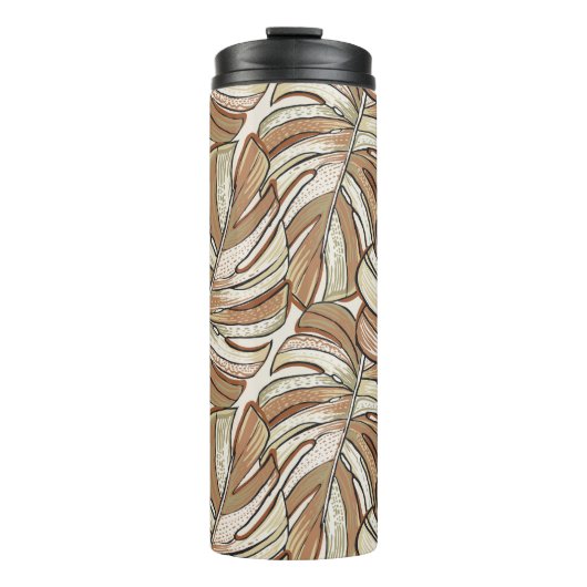 Grafisch Monstera laat tropisch design achter Thermosbeker (Voorkant)