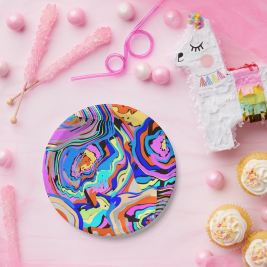 Grafisch multicolleur modern kunstontwerp Cool Papieren Bordje (Feest)