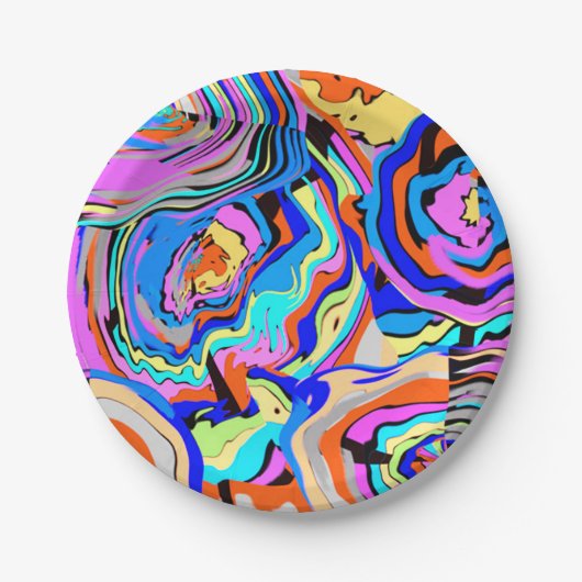 Grafisch multicolleur modern kunstontwerp Cool Papieren Bordje (Voorkant)